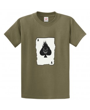Spade Card with Monster Skull Face Unisex Kids and Adults T-Shirt